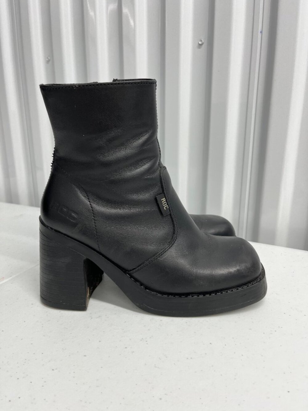 RoC Invito Black Chunky Platform Mid Calf Boots Size 37 / US 6.5